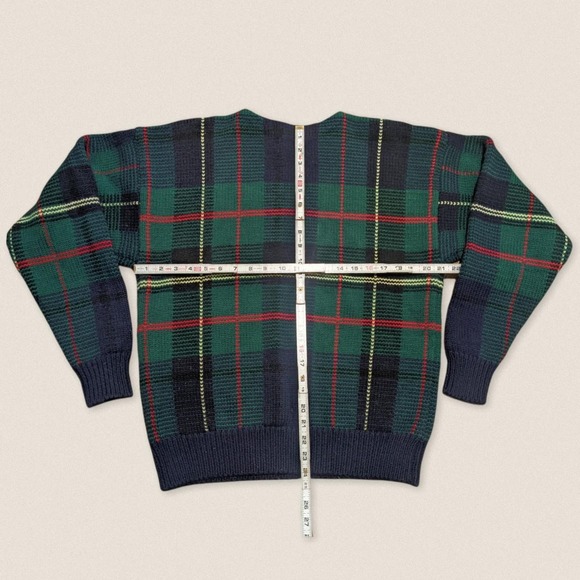 Vintage 100% Wool Sweater Chunky Plaid Crew neck Club Room Medium - Picture 4 of 4